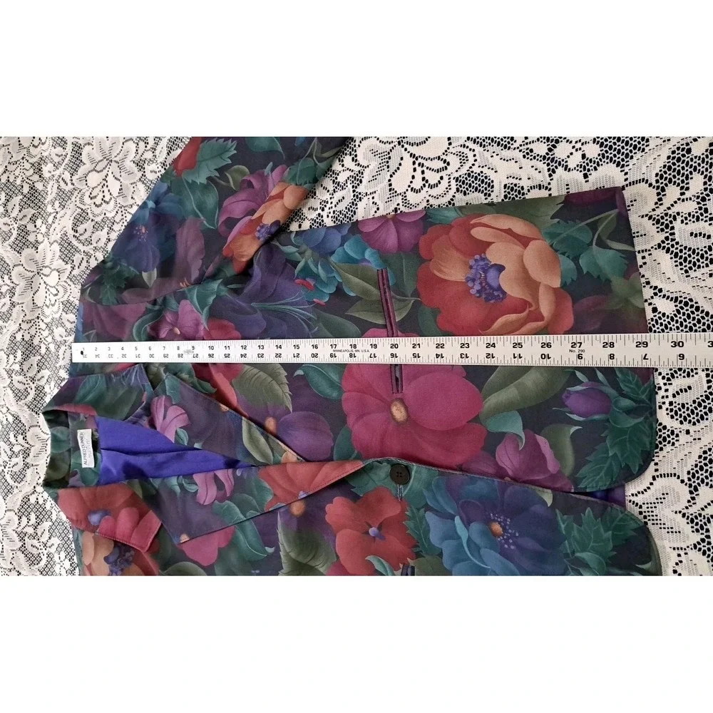 Alfred Dunner‎ Blazer 14 Purple Floral USA Made One Button Lined Pockets Career
